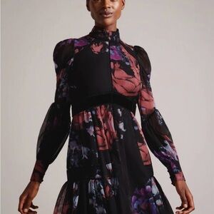 Ted Baker Gretaah Ladder Trim Insert Mini Floral Dress